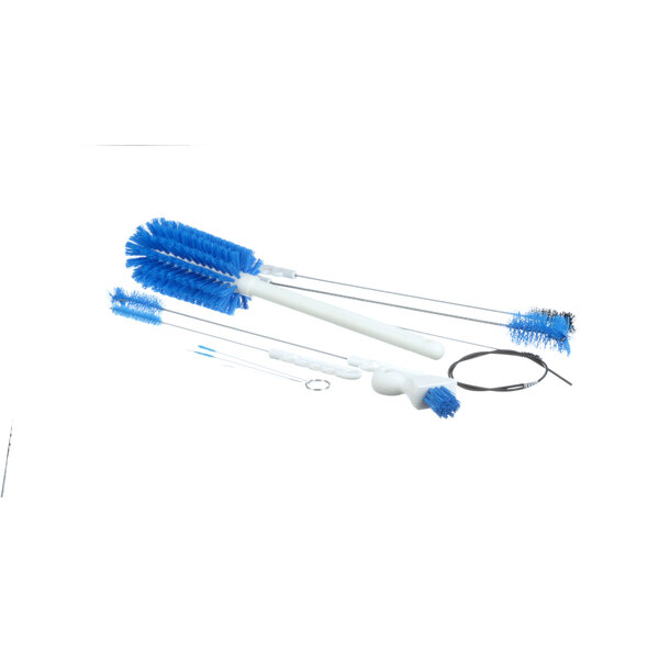A Taylor X44127 bottle and beverage equipment cleaning brush kit with blue and white brushes.
