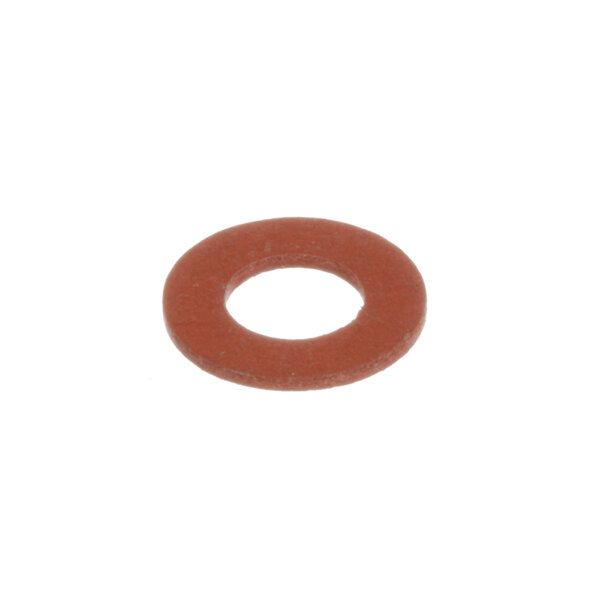 A close-up of a round brown rubber washer.