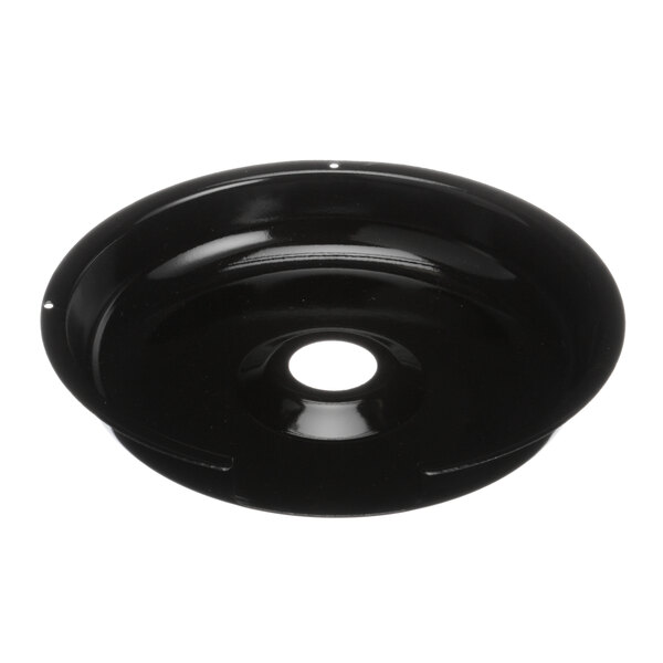 A black round reflector pan with a hole in the center.