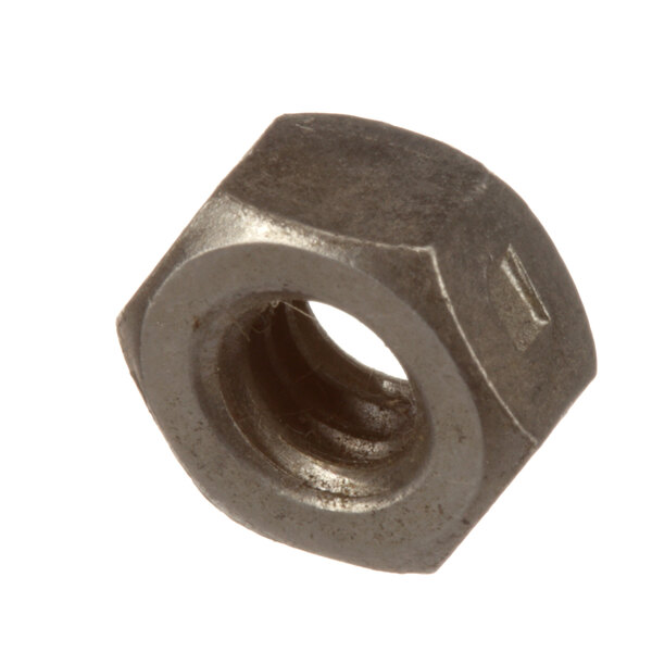 A close-up of a Frymaster 1/4-20 hex stainless steel nut.
