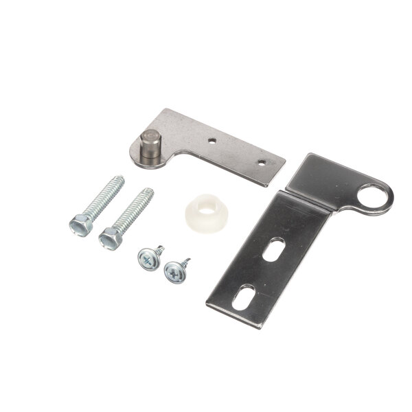 A metal hinge kit for a True Refrigeration door.