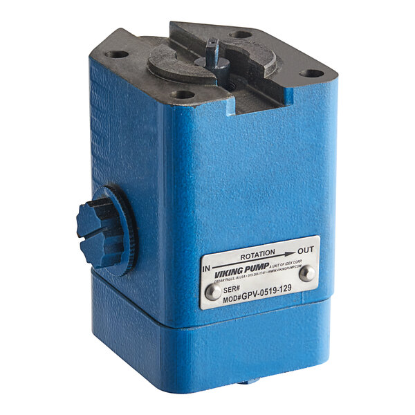 A blue and black Frymaster Viking hydraulic pump kit with a metal device.