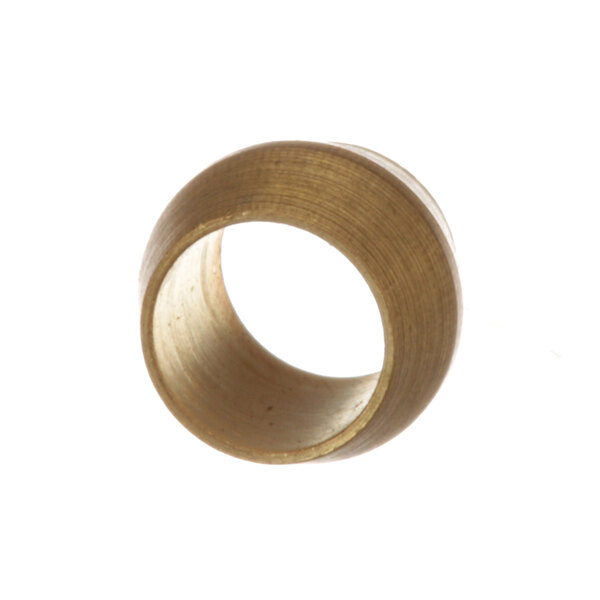 A brass ring with a white background.