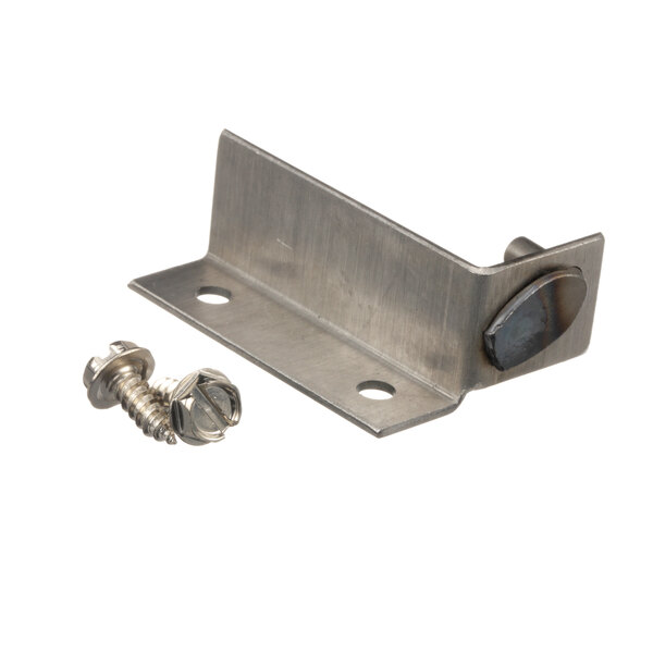 A metal bracket with screws and a screw.