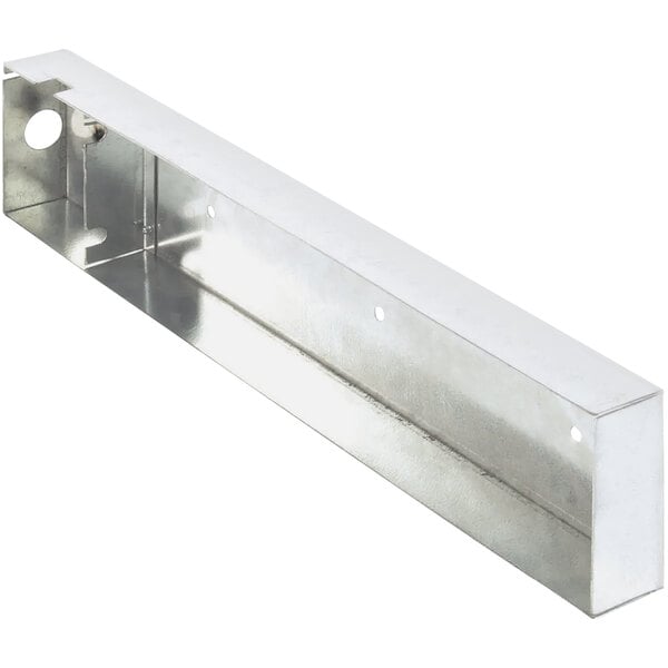 A metal rectangular bracket with two holes on the side.