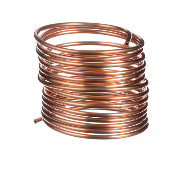 A close-up of a coil of copper tube.