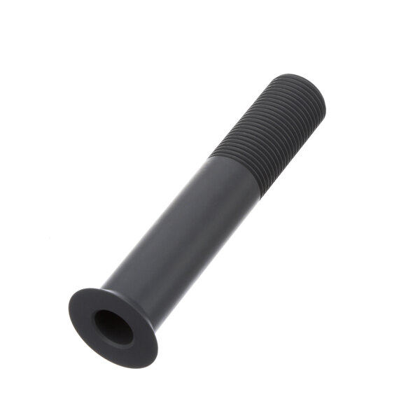 A close up of a black plastic tube with a hole.