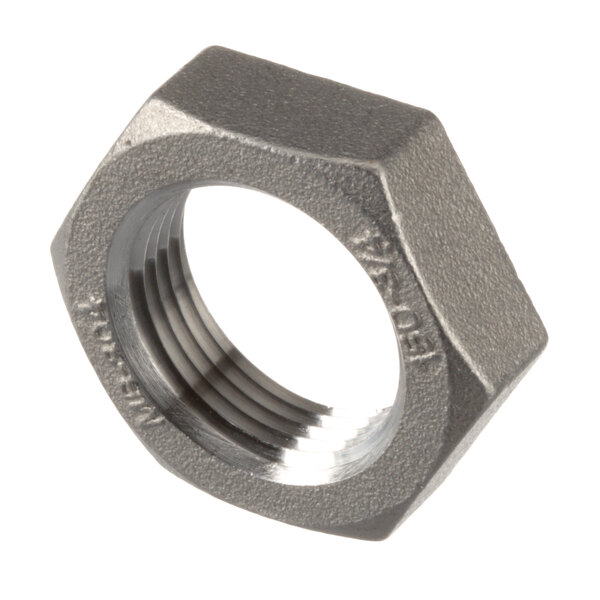 A close-up of a Champion lock nut with a hexagonal shape.