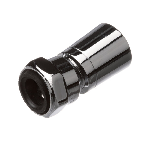 A black chrome Aerowerks threaded pipe fitting.