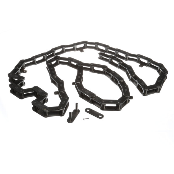 A black Insinger conveyor chain with black plastic chain links.