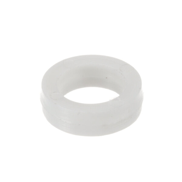 A white round rubber spacer with a hole in the middle.