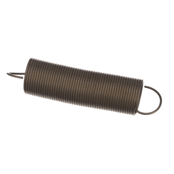 A coil of metal with a black handle on a white background.