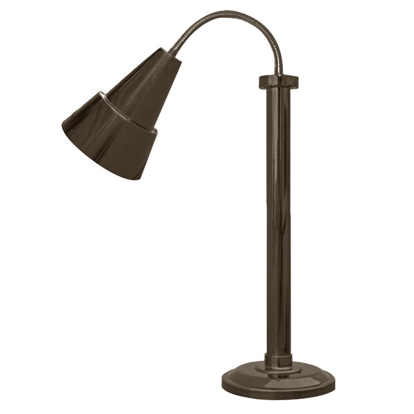 A bronze Hanson Heat Lamp with a flexible pole and single bulb.