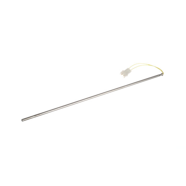 A metal rod with a yellow wire attached to it.