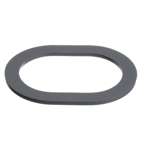 A grey oval gasket with a white background.