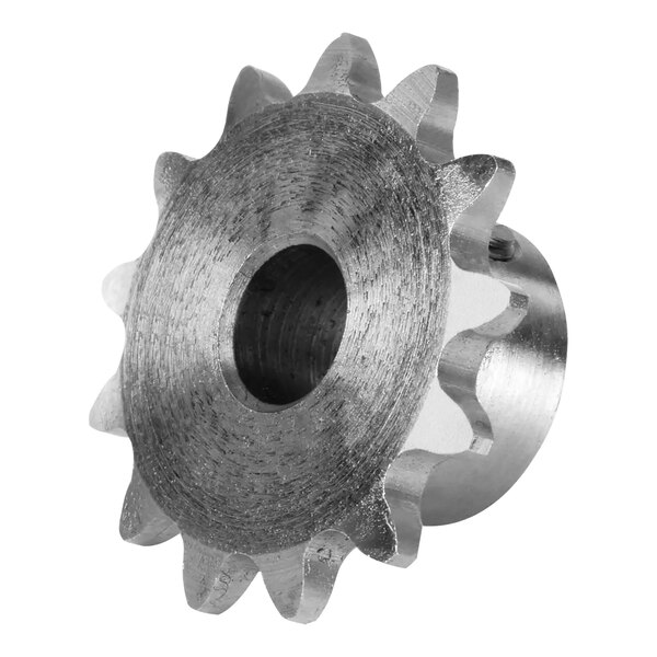 A close-up of a 13-tooth sprocket gear wheel.