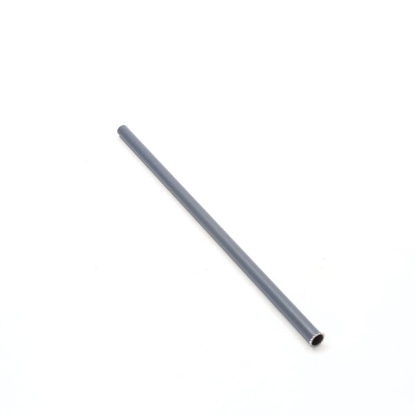A grey tube with a hole in it on a white background, with a black handle.