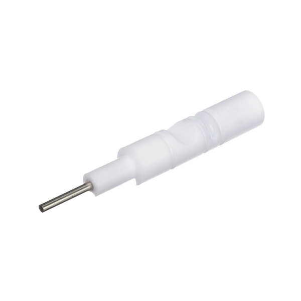A white plastic plunger with a metal pin.