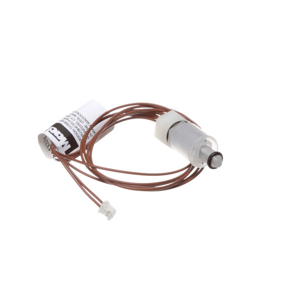 A brown wire with a white connector and a white wire connected to a Fetco digital temperature sensor.