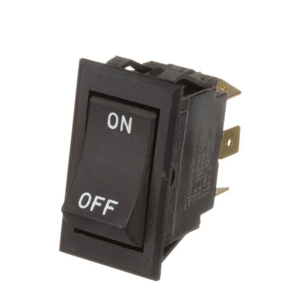 A Blodgett black on / off switch with white text.