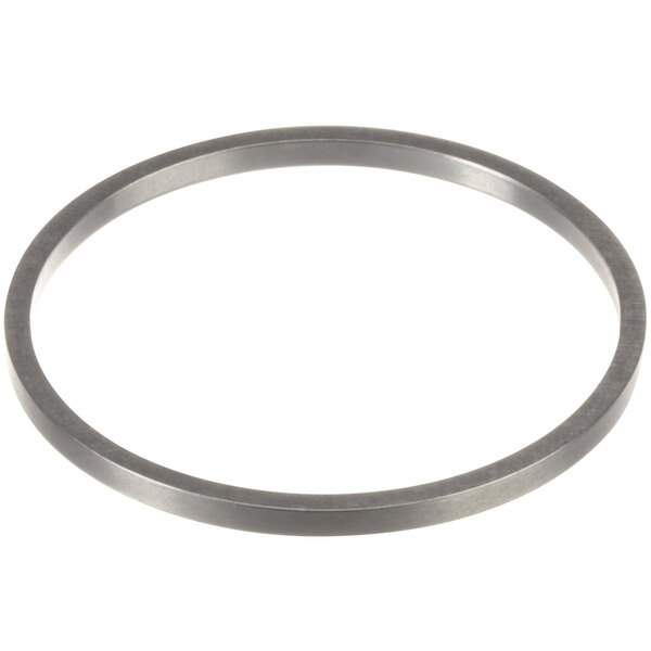 A silver circle with a flat surface.