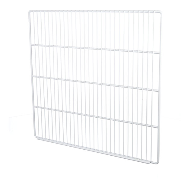A Master-Bilt white wire shelf with a metal frame on a white background.