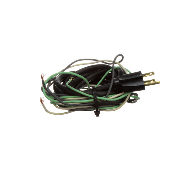A close-up of a Hatco cord with black and green wires.