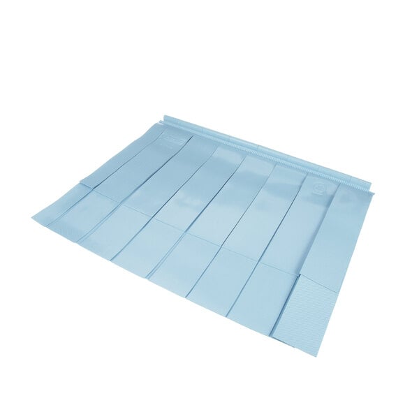 A close-up of a blue plastic sheet with a blue border.