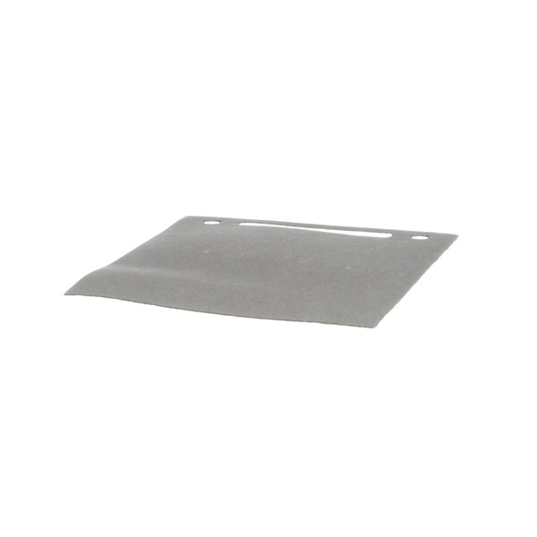 A grey rectangular metal plate with a hole in the middle.