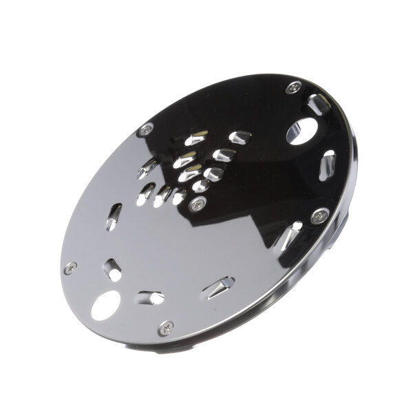 A round metal Waring grating/shredding disc with holes.