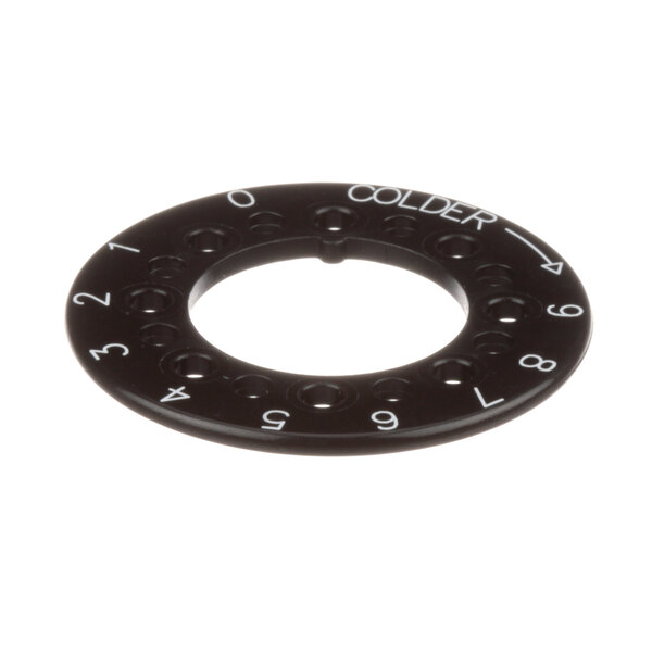 A black plastic outer ring with white numbers.