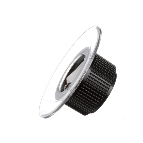 A black and clear plastic timer knob with a black cap.