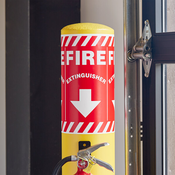 Buckeye Wrap-Around Fire Extinguisher Adhesive Label - Red and White, 24 1/2" x 12"