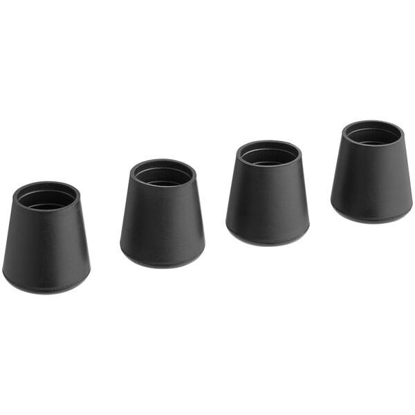 A row of black rubber tips on a white background.