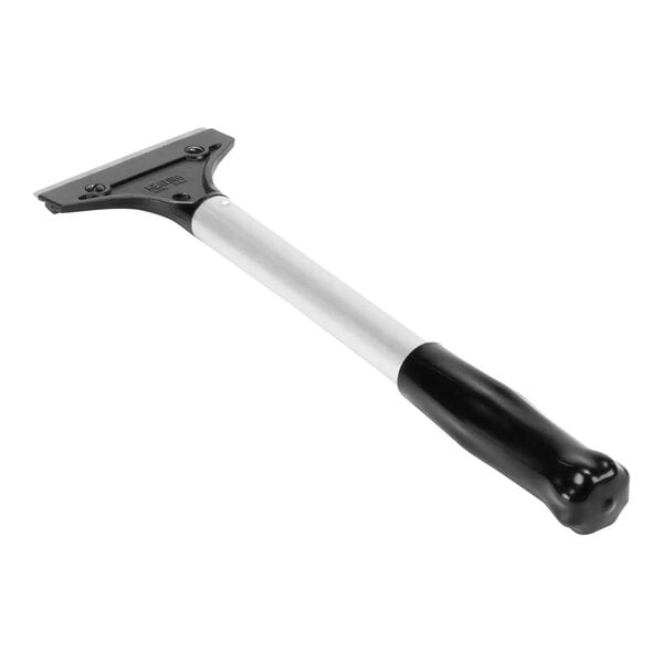 A black and silver Keating scraper with a handle.