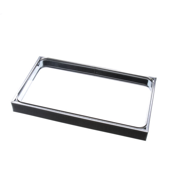 A rectangular metal frame with a clear border and a white background holding a Montague 26013-4 rectangular tray.