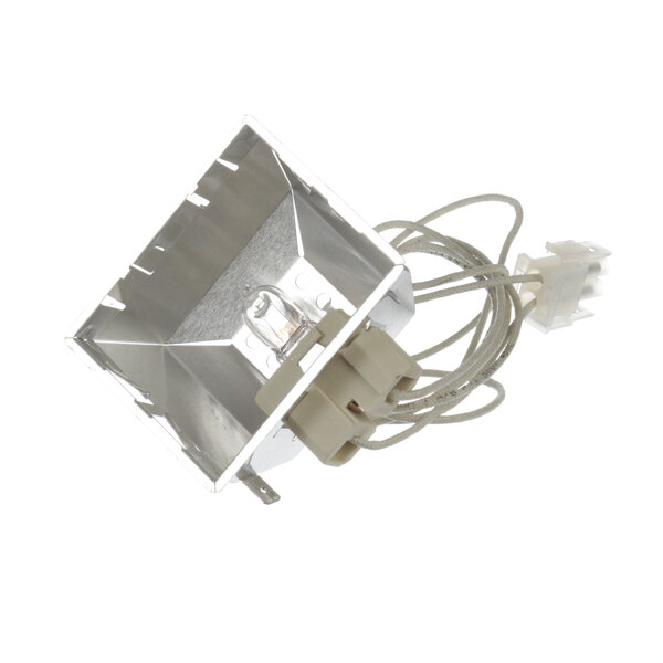 A Doyon Baking Equipment light socket with wires attached.