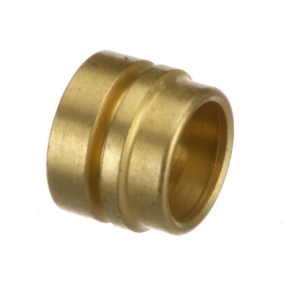 A close-up of a brass locking ring with a brass finish.