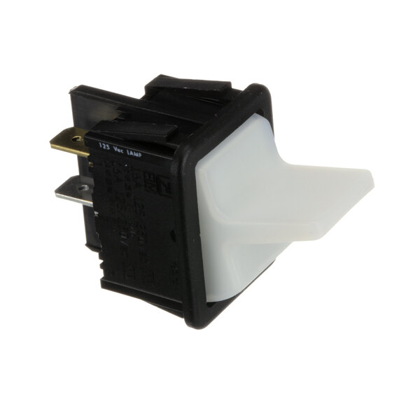 A black and white Vitamix momentary switch with a white plastic cover.