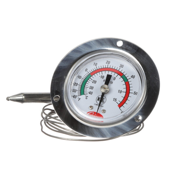 A la Cart cold side thermometer with a metal handle and temperature gauge.