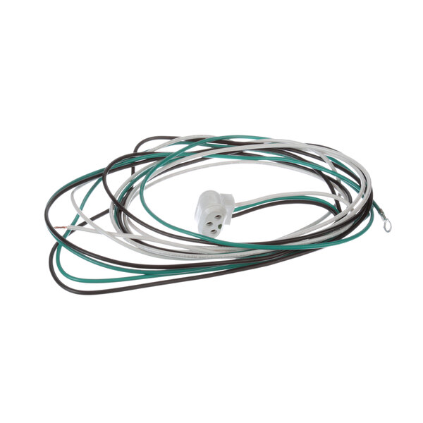 A Delfield blower coil harness with a plug and green and white wires.