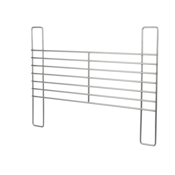 A Randell metal shelf with six metal bars.
