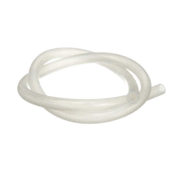 A white flexible hose with a metal pipe.