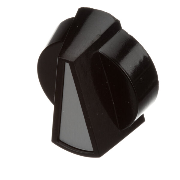 A black plastic Vollrath T-Stat knob with a white triangle.