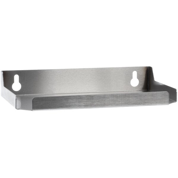 A stainless steel Duke 5x5 pan holder with holes.