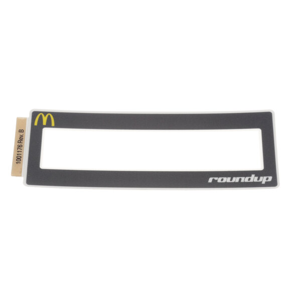 A rectangular black frame with a white background and a yellow McDonald's logo.