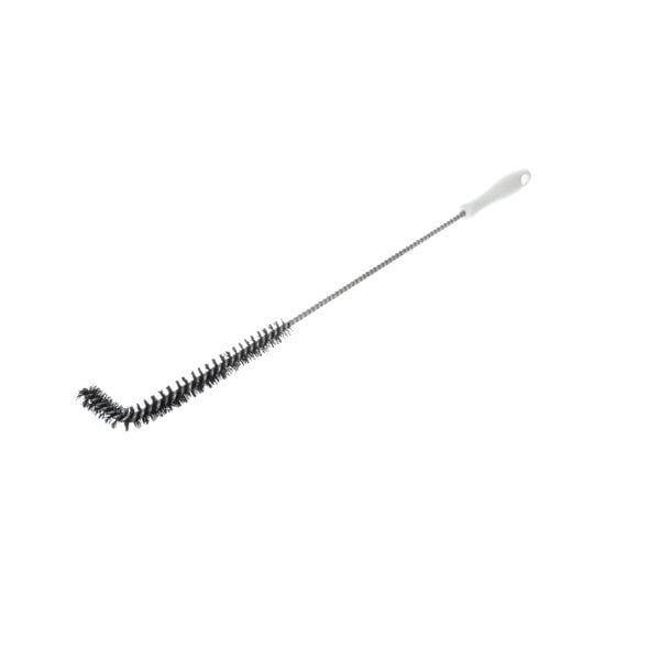 A long black brush with a white handle.