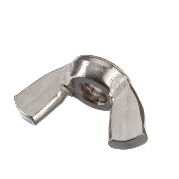 A close-up of a 1/4-20 stainless steel wing nut.
