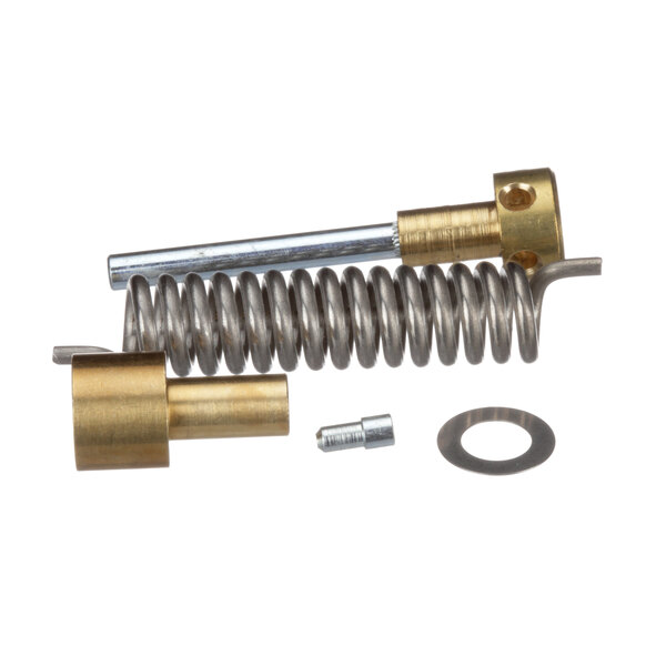 A Food Warming Equipment Hinge Spring Kit with a metal spring, spring washer, and screw.