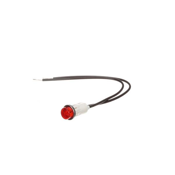 A red and white Henny Penny signal light with a black wire.